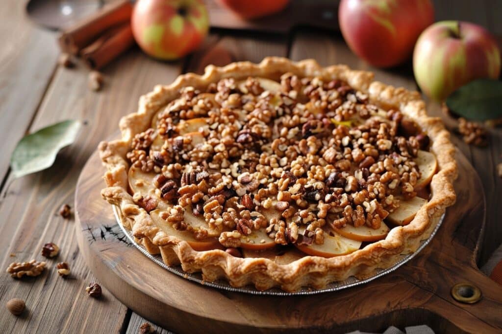 Chuchotements du verger : Tarte rustique aux pommes et éclats de noisette