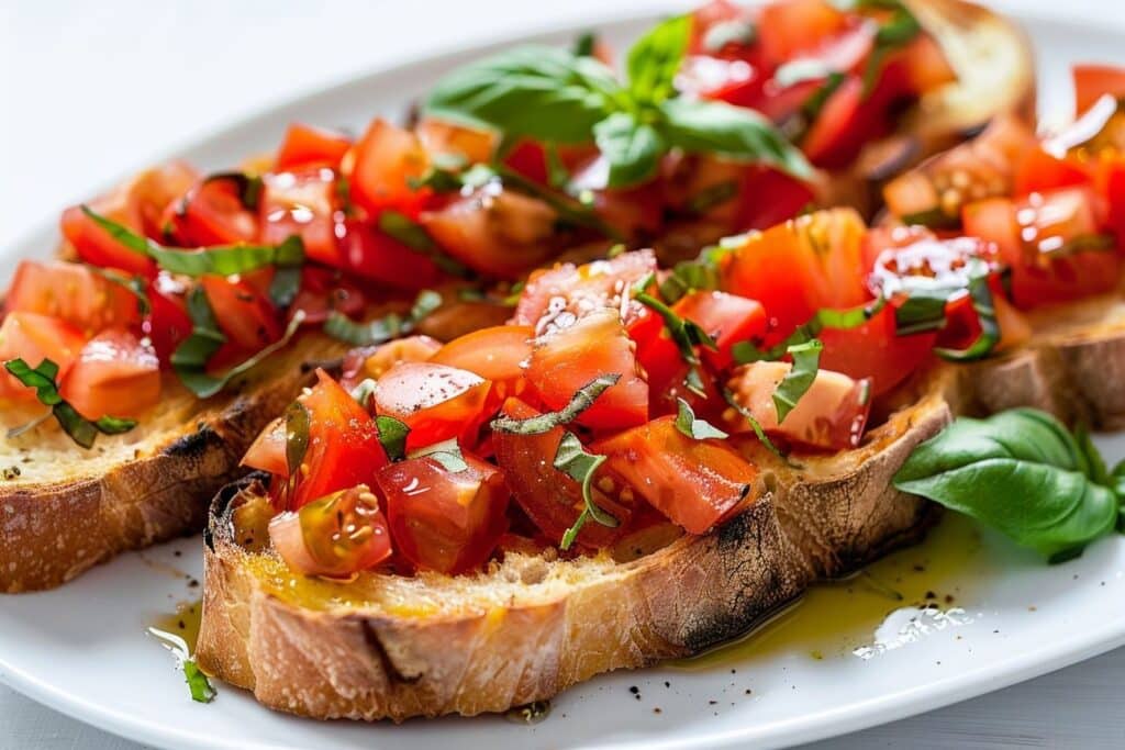 Délice de bruschetta aux tomates et au basilic