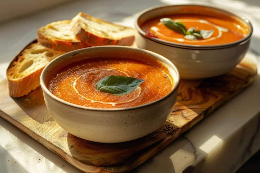 Un potage de tomates crémeux et savoureux