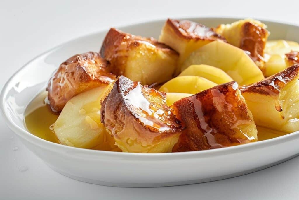 Doux frisson : Brioche perdue, pommes rôties au miel
