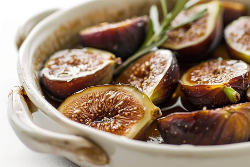 Première flambée : Gratin de figues rôties, touche de miel