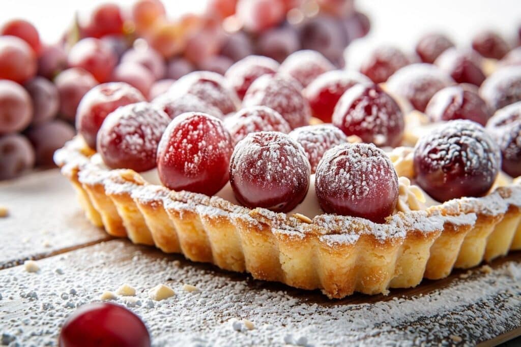 Promenade sous la vigne : Tarte fine aux raisins et crème d’amande
