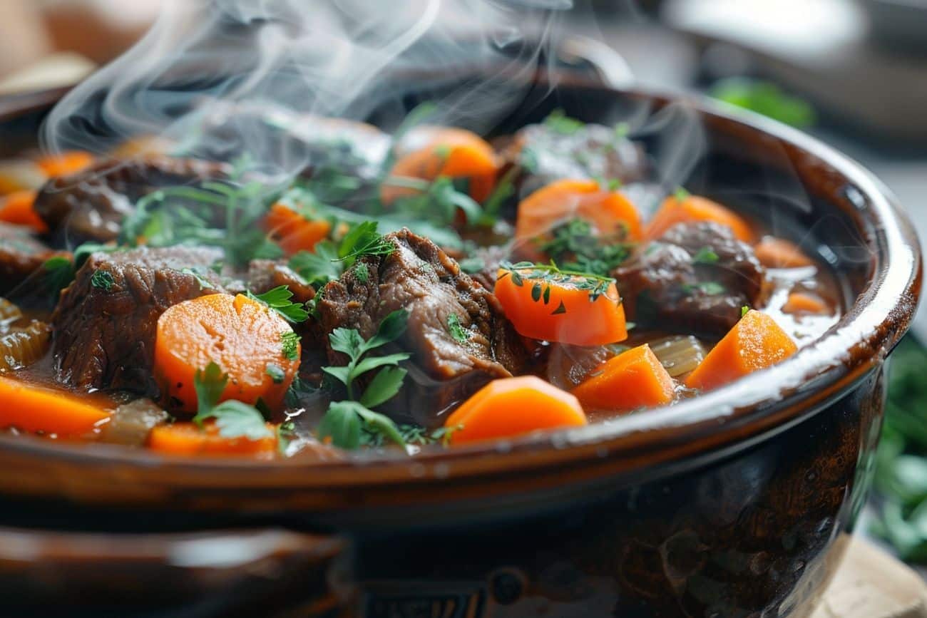 Bœuf mijoté aux carottes et vin rouge, façon grand-mère