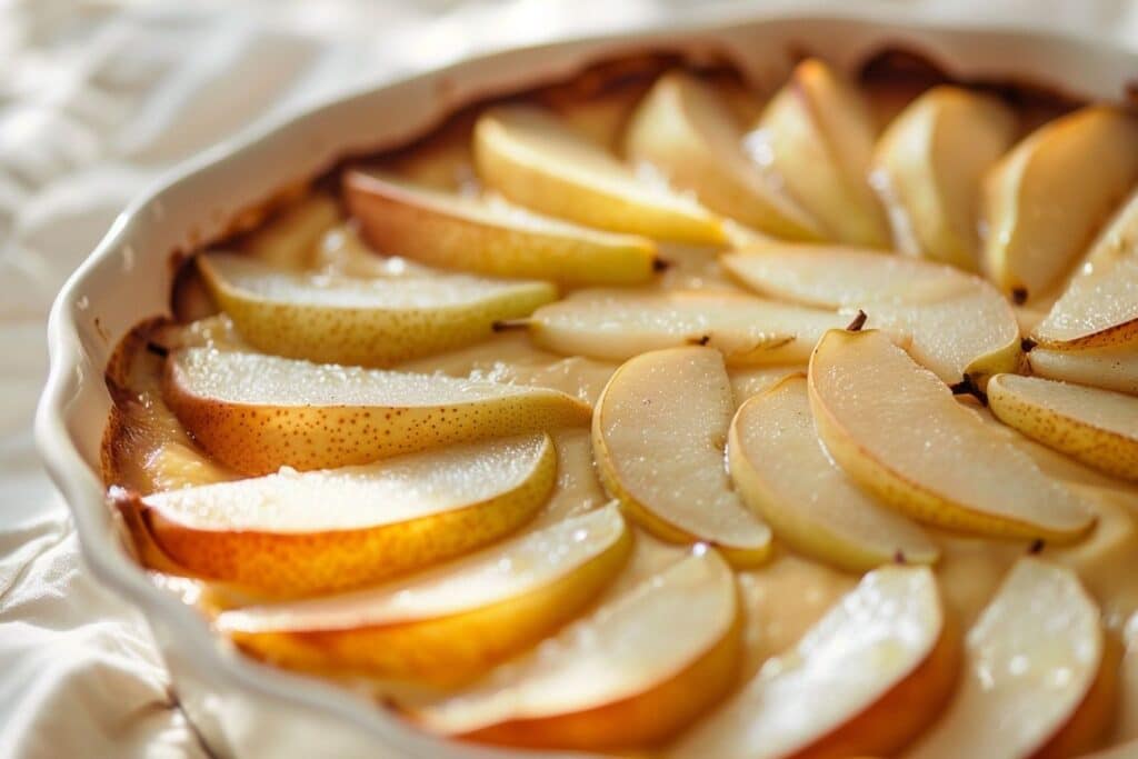 Clafoutis hivernal poire–amande