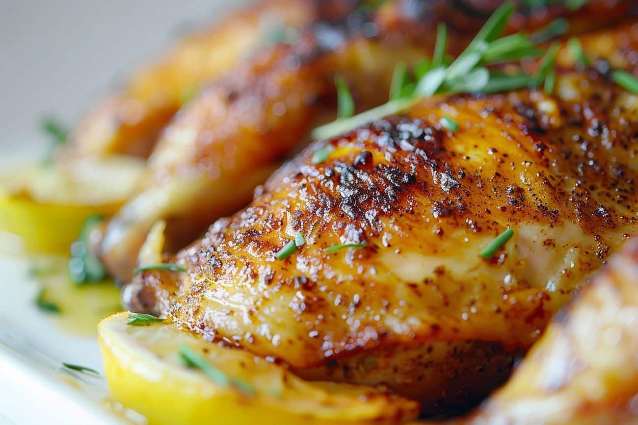 Poulet rôti d’hiver au citron confit et herbes de montagne